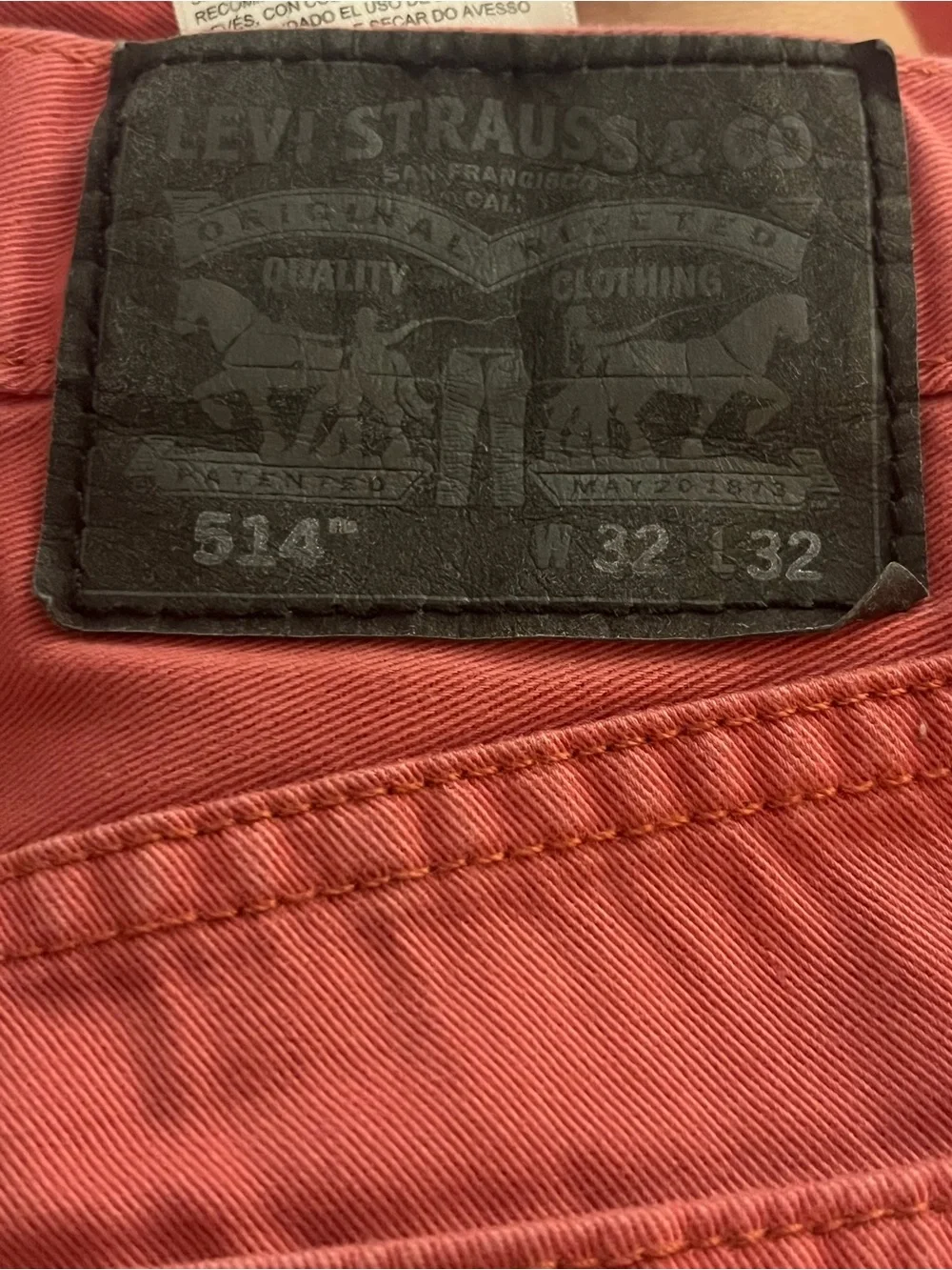 Levi’s 514 Straight Fit Brick Red Jeans Men’s W32 L32